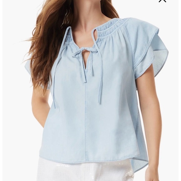 Sam Edelman Tops - Sam Edelman Excellent Condition Tabitha Tie Keyhole Flutter Sleeve Top Size S